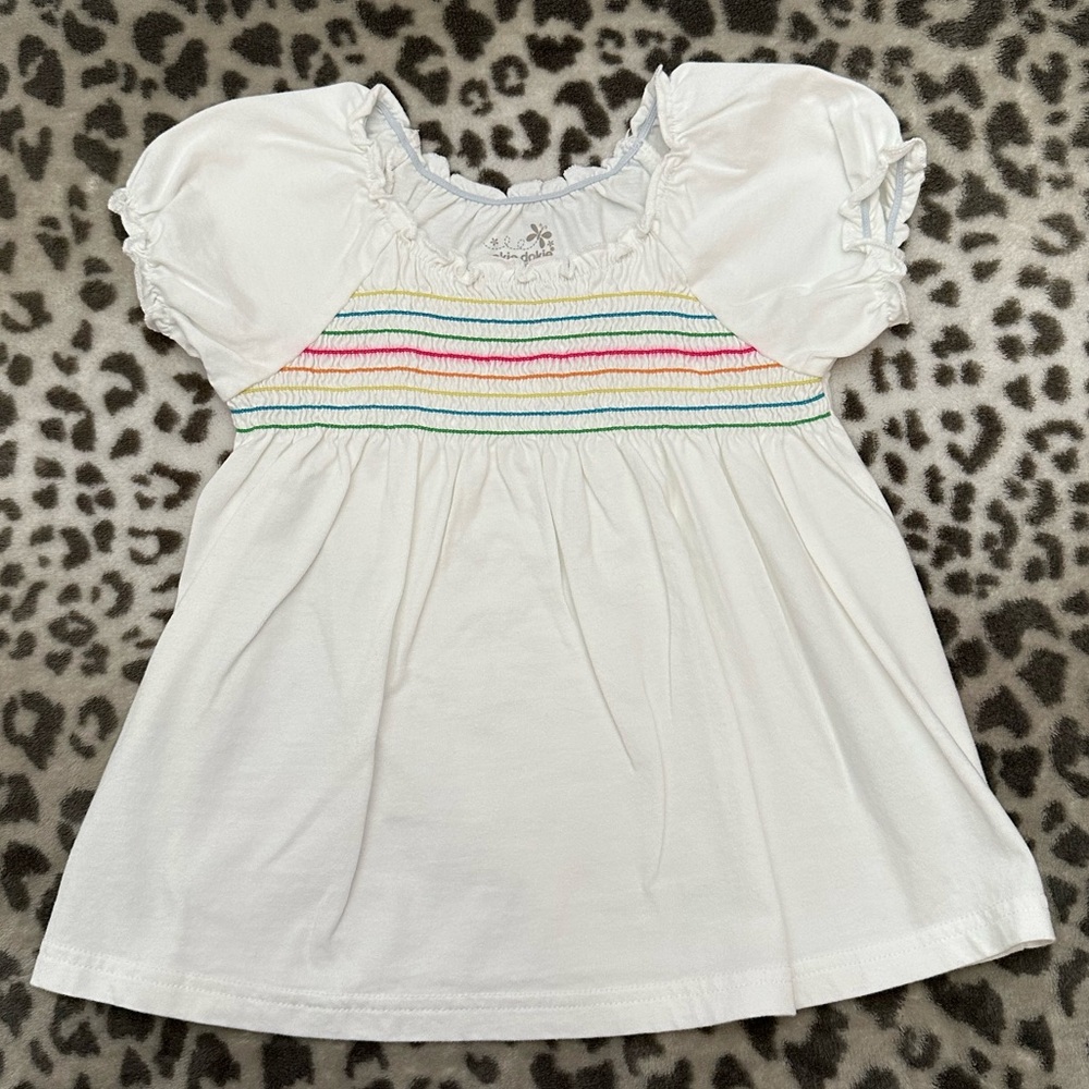 Okie Dokie Smocked Ruffle Short Sleeve Top in White Size 4T Girls